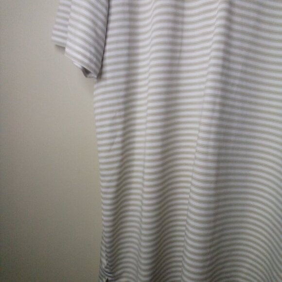 Pebble Beach Polo Shirt Men XXL Short Sleeve Performance Stripe White Tan - Picture 5 of 14